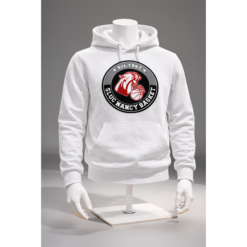 Sweat à Capuche Adulte Blason Bouclette - Blanc