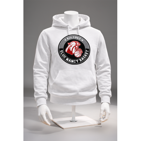 Sweat à Capuche Adulte Blason Bouclette - Blanc