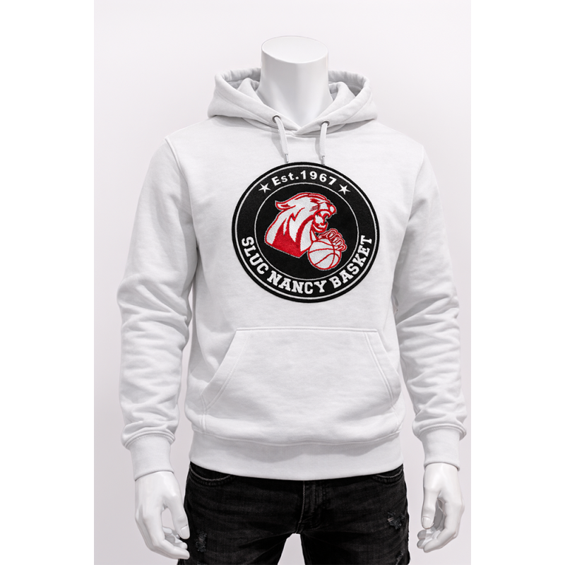 Sweat à Capuche Adulte Blason Bouclette - Blanc