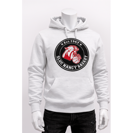 Sweat à Capuche Adulte Blason Bouclette - Blanc